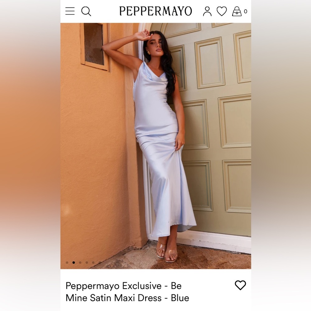 Peppermayo Satin Maxi Dress in Light Blue